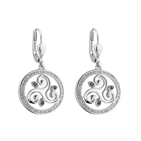 Silver Celtic Spiral Drop Earrings