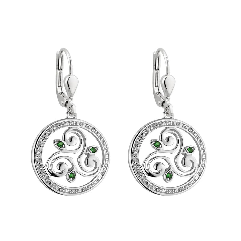 Silver Celtic Spiral Drop Earrings