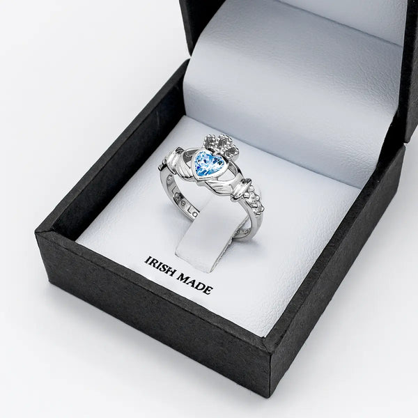 Birthstone Claddagh Ring - Love, Loyalty, Friendship