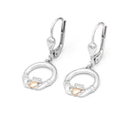 Sterling Silver Claddagh Drop Earrings with 10k Gold Heart