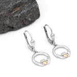 Sterling Silver Claddagh Drop Earrings with 10k Gold Heart