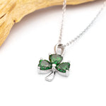 Sterling Silver Shamrock Pendant with Green Gemstone