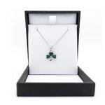 Sterling Silver Shamrock Pendant with Green Gemstone