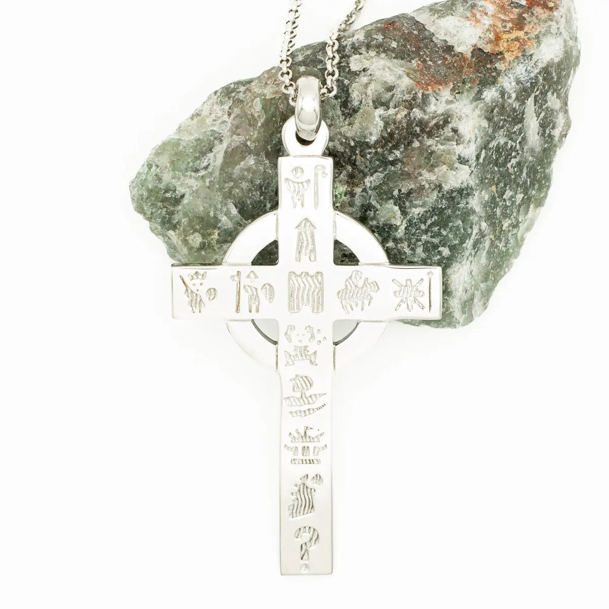 Silver History of Ireland Large Celtic Cross Pendant – view 4