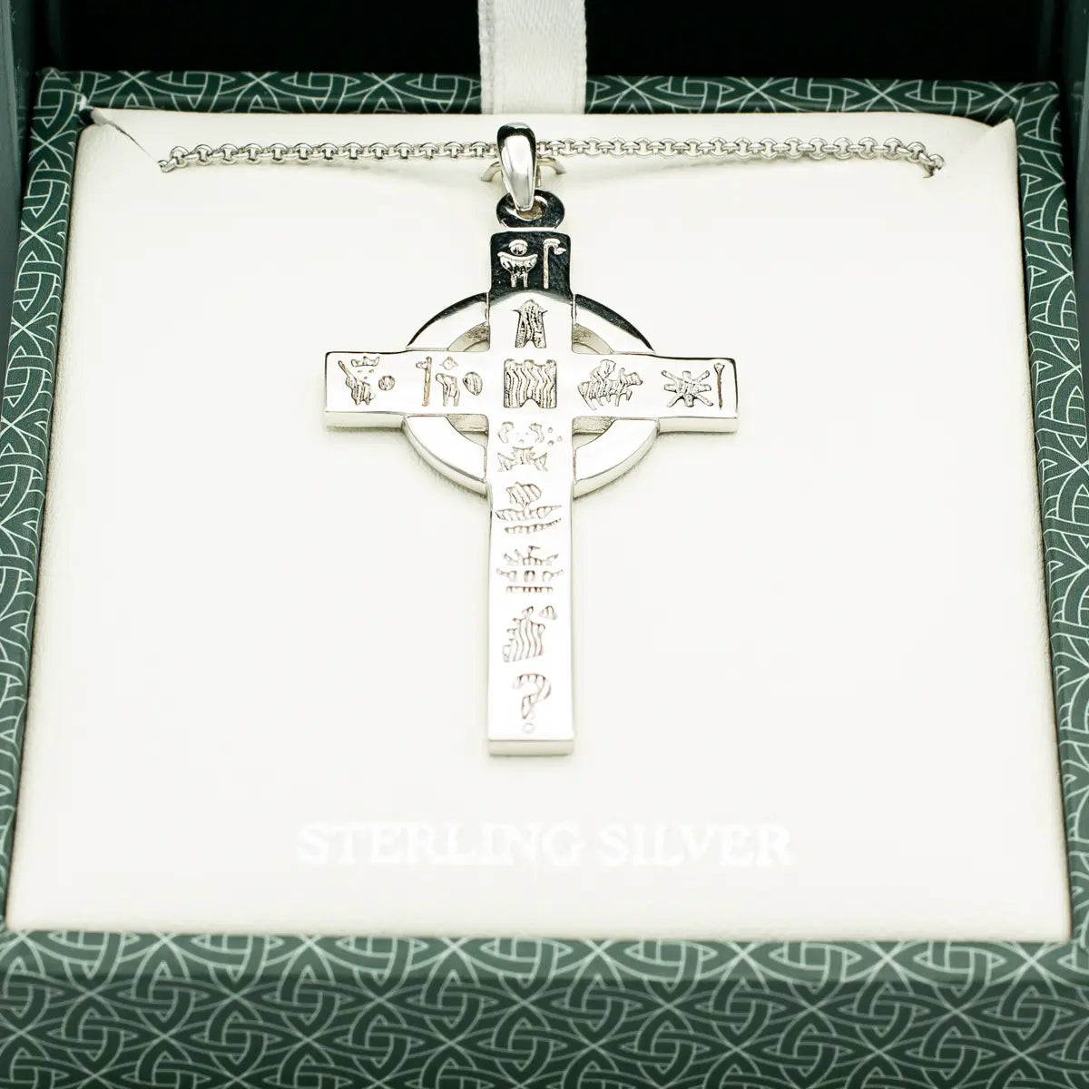 Silver History of Ireland Large Celtic Cross Pendant – view 5