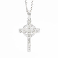 Silver History of Ireland Small Celtic Cross Pendant