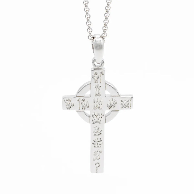 Silver History of Ireland Small Celtic Cross Pendant