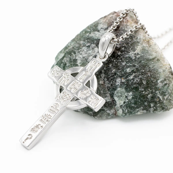 Silver History of Ireland Small Celtic Cross Pendant