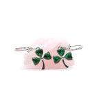 Silver Irish Shamrock Earrings With Green Crystals
