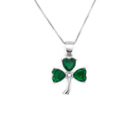 Silver Irish Shamrock Necklace & Earrings Set