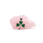 Silver Irish Shamrock Necklace & Earrings Set