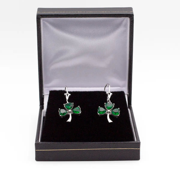Silver Irish Shamrock Necklace & Earrings Set