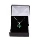 Silver Irish Shamrock Necklace With Green Crystals