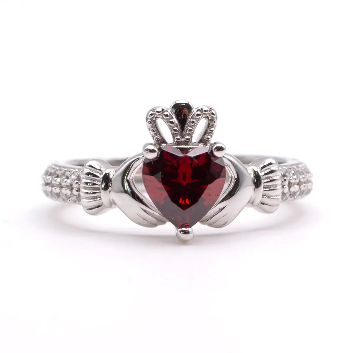 Silver Claddagh Birthstone Ring – view 4