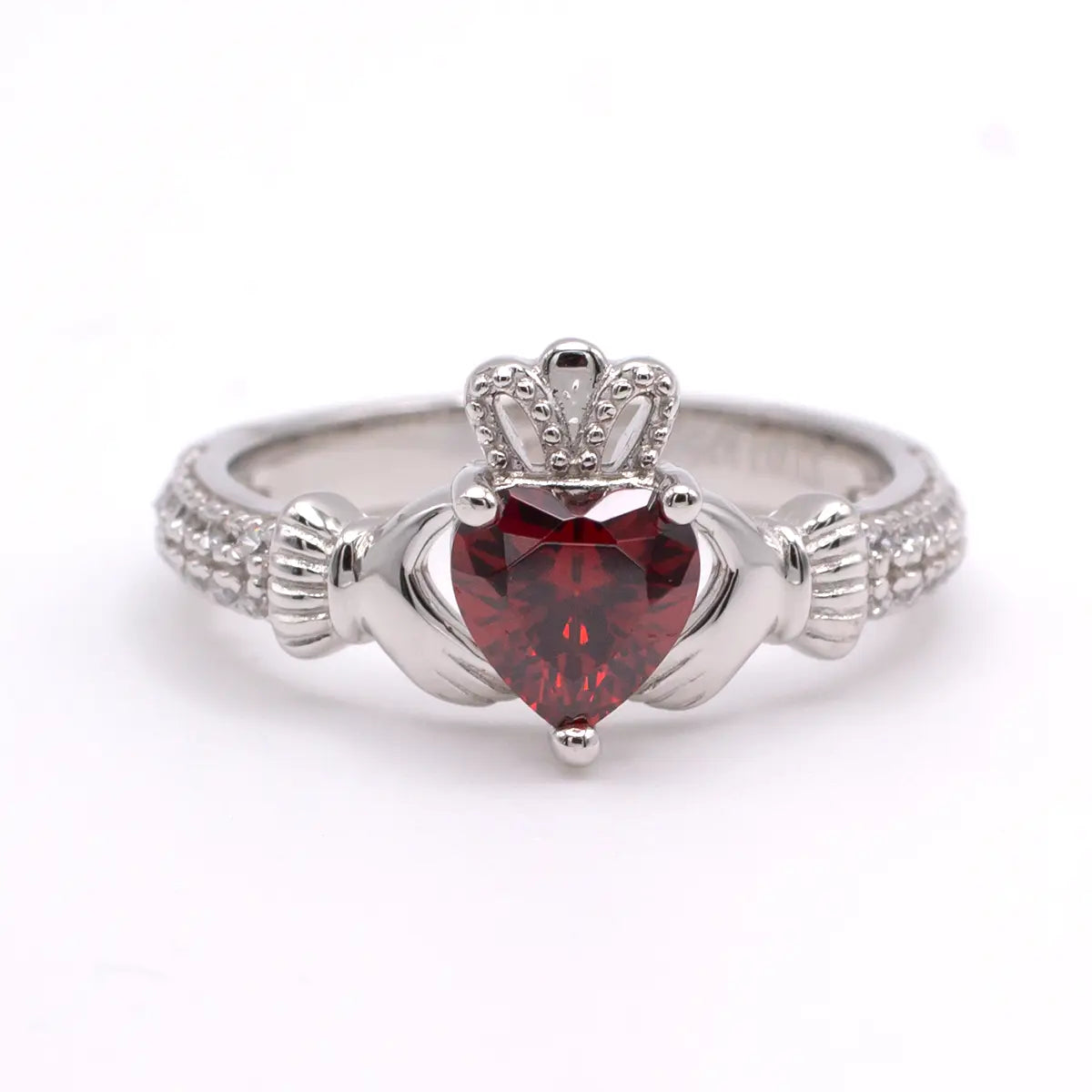 Silver Claddagh Birthstone Ring – view 6
