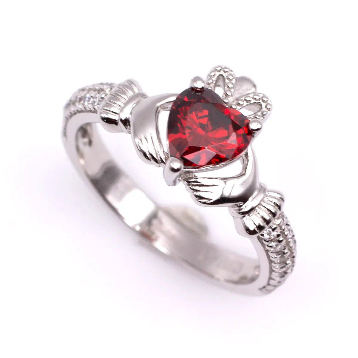 Silver Claddagh Birthstone Ring – view 5