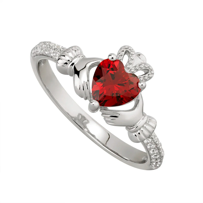 Silver Claddagh Birthstone Ring