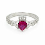 Silver Claddagh Birthstone Ring