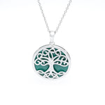 Silver Tree of Life Pendant with Green Malachite Stone