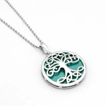 Silver Tree of Life Pendant with Green Malachite Stone