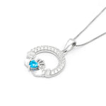 Sterling Silver Claddagh Birthstone Necklace
