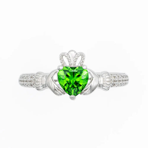 Silver Claddagh Birthstone Ring