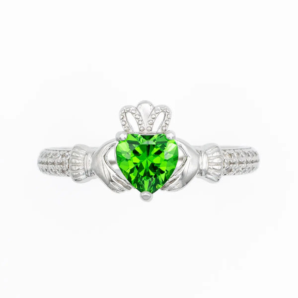 Silver Claddagh Birthstone Ring