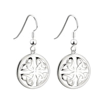 Silver Round Trinity Knot Drop Earrings