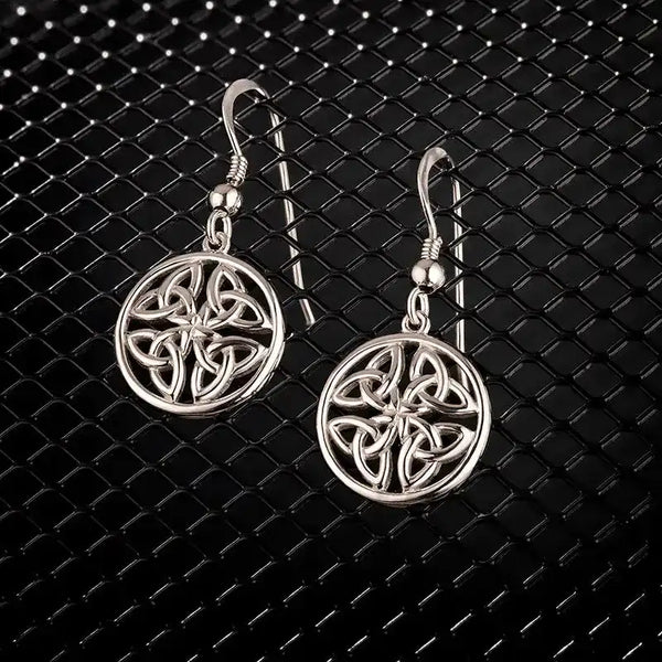 Silver Round Trinity Knot Drop Earrings