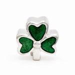 Silver Shamrock Bead With Green Enamel