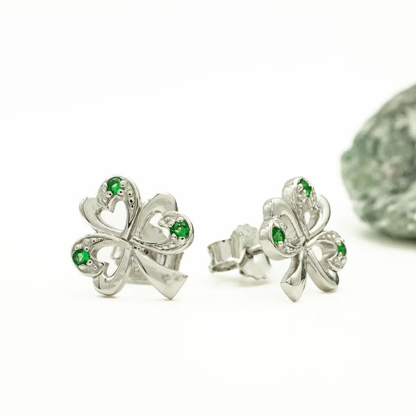 Silver Shamrock Necklace and Earrings Gift Set