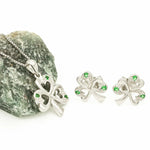 Silver Shamrock Necklace and Earrings Gift Set