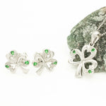 Silver Shamrock Necklace and Earrings Gift Set