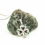 Silver Shamrock Necklace and Earrings Gift Set