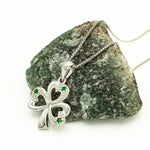 Silver Shamrock Necklace and Earrings Gift Set