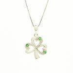 Silver Shamrock Necklace and Earrings Gift Set