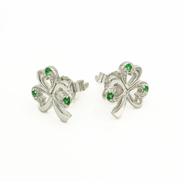 Silver Shamrock Necklace and Earrings Gift Set