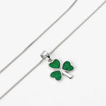 Silver Shamrock Necklace With Green Enamel