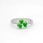 Silver Shamrock Ring With Green Cubic Zirconia