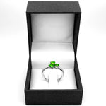 Silver Shamrock Ring With Green Cubic Zirconia