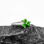 Silver Shamrock Ring With Green Cubic Zirconia
