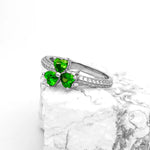 Silver Shamrock Ring With Green Cubic Zirconia