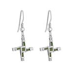 Silver St Brigids Cross Connemara Marble Earrings