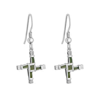 Silver St Brigids Cross Connemara Marble Earrings
