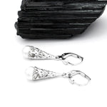 Silver Celtic Tree of Life Earrings with Pearl