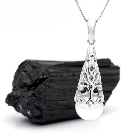 Silver Celtic Tree of Life Pendant with Pearl