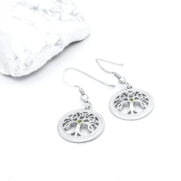 Silver Celtic Tree of Life Pendant and Earrings Gift Set