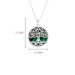 Silver Tree of Life Pendant with Green Malachite Stone
