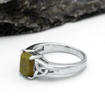 Sterling Silver Trinity Knot Ring With Connemara Marble