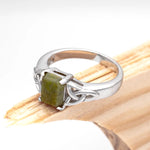 Sterling Silver Trinity Knot Ring With Connemara Marble